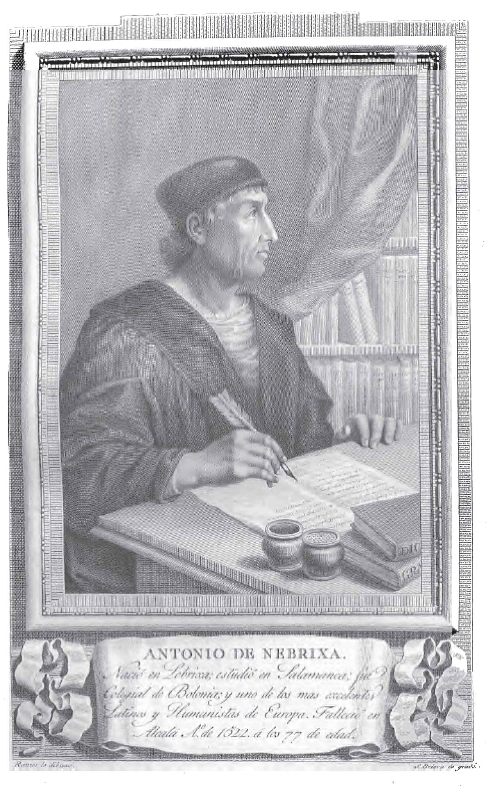 Antonio de Nebrija en un grabado de la colección de «Retratos de los españoles ilustres».