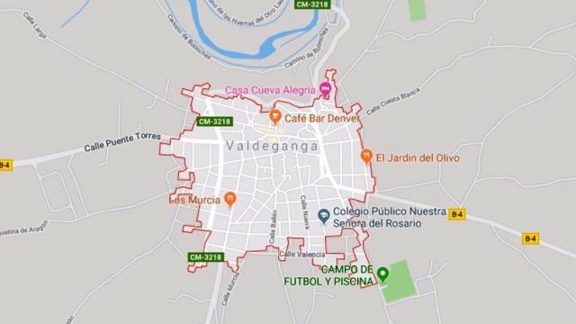 Valdeganga (Albacete) en un plano de Google.