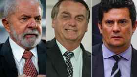 Lula, Bolsonaro y Moro, candidatos a las presidenciales de Brasil.