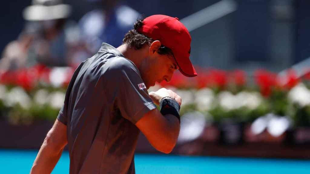 Dominic Thiem se lamenta tras un punto en el Mutua Madrid Open