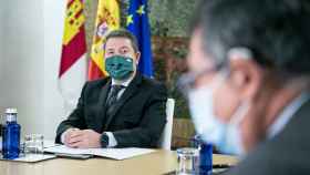 Emiliano García-Page, presidente de Castilla-La Mancha, durante la la reunión de la Comisión de Salud Pública y Vacunación.