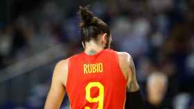 Ricky Rubio durante un partido de España