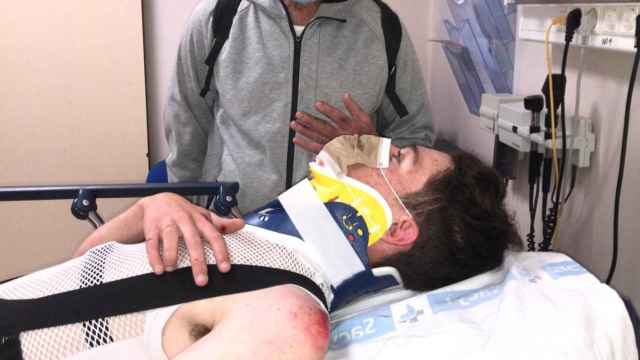 El ciclista vallisoletano Iván Romeo tras el accidente sufrido