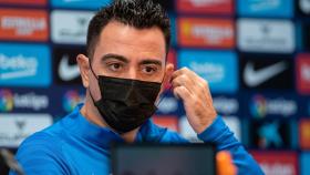 Xavi Hernández, durante una rueda de prensa.