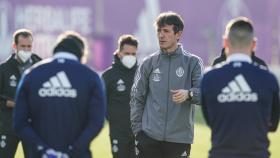 Pacheta en un entrenamiento con el Real Valladolid la pasada temporada.