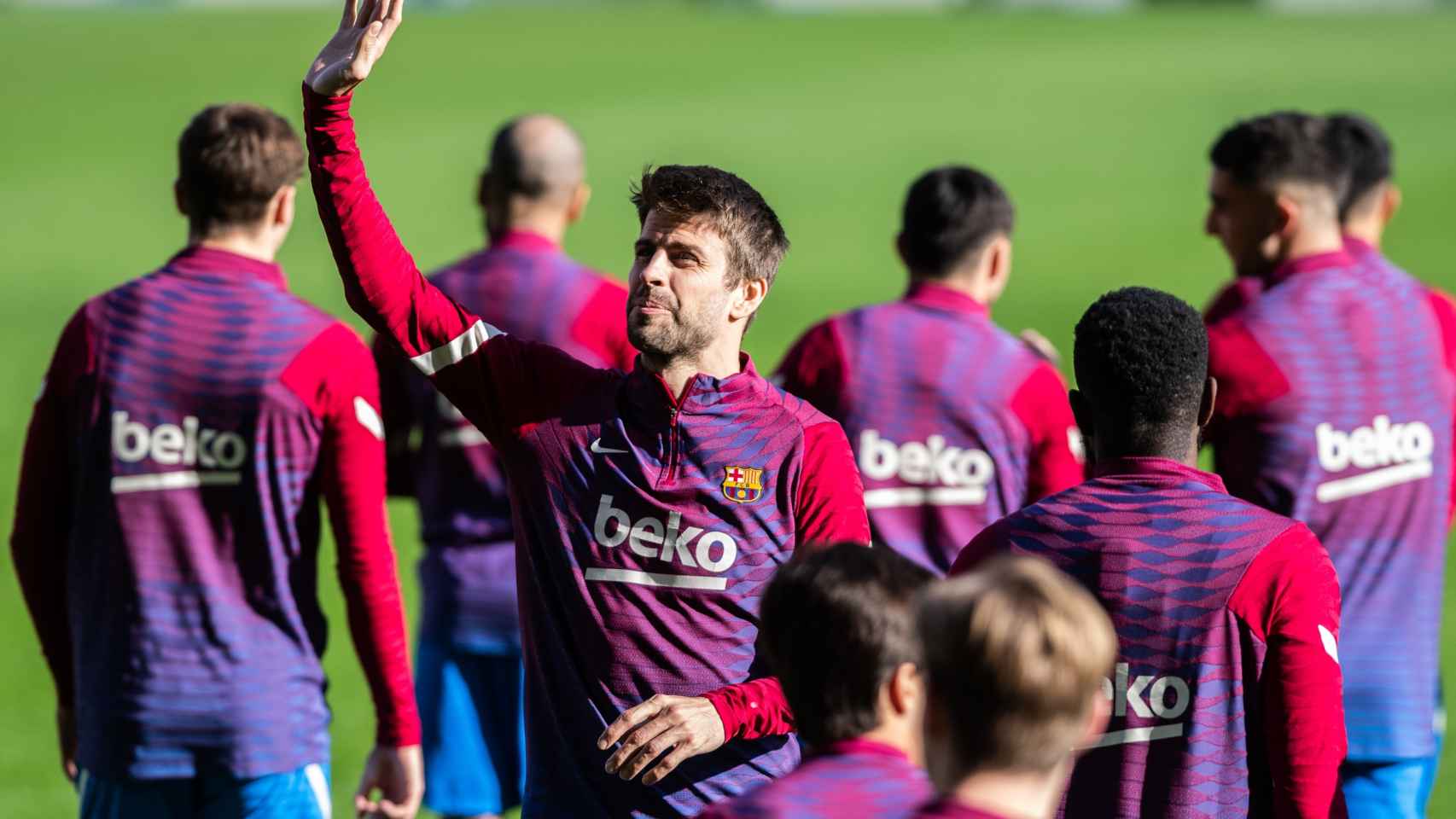 Gerard Piqué durante un entrenamiento con el FC Barcelona.