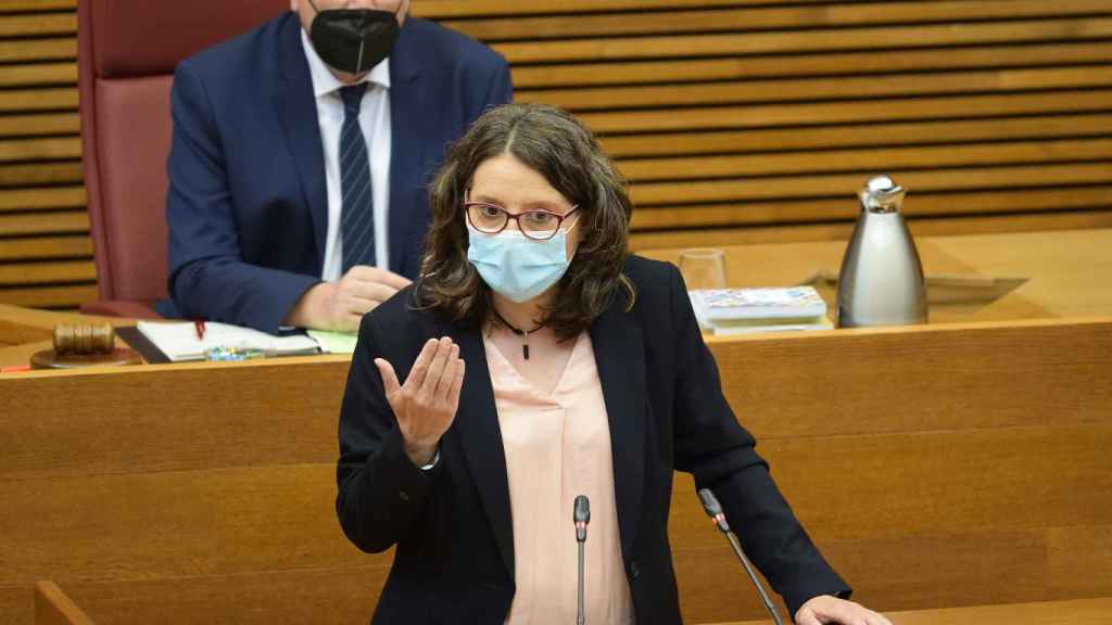 Mónica Oltra, en el parlamento valenciano. EE