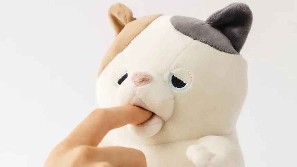 This cat-shaped robot plush is designed to bite fingers.