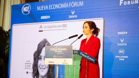 Isabel Díaz Ayuso este lunes durante un desayuno informativo de la Tribuna Fórum Europa.