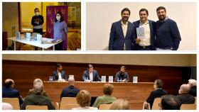 Antonio Sola, Fernando Carrera y Ángel Macías antes de la presentación del libro