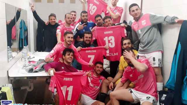 Jugadores del Soliss FS Talavera tras derrotar al Zaragoza