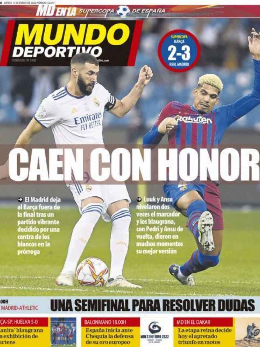 La portada del diario Mundo Deportivo (13/01/2022)