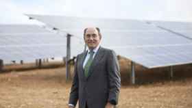 Ignacio Sánchez Galán, presidente de Iberdrola, en la planta fotovoltaica de Andévalo (Huelva)