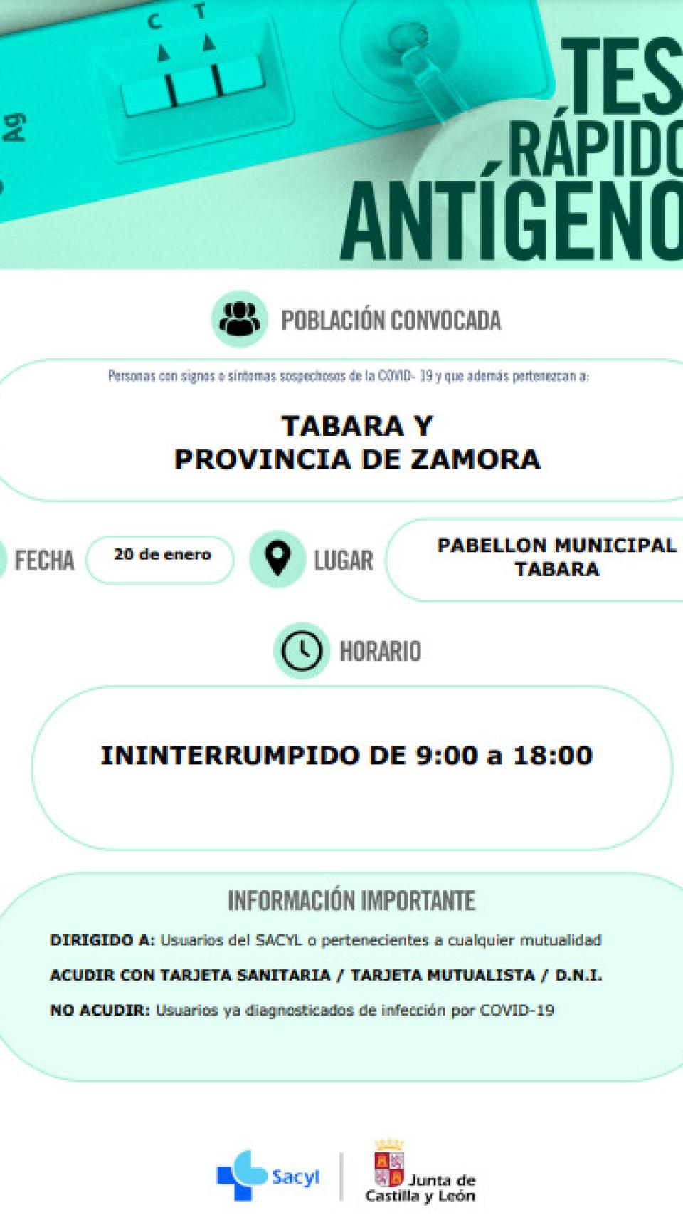 Convocatoria de antígenos en Zamora