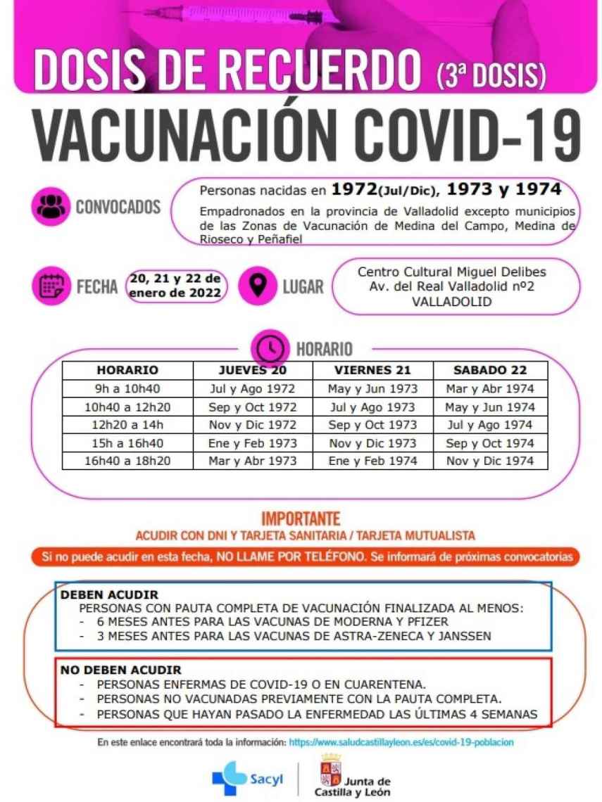 Valladolid Vacunacion dosis tercera refuerzo
