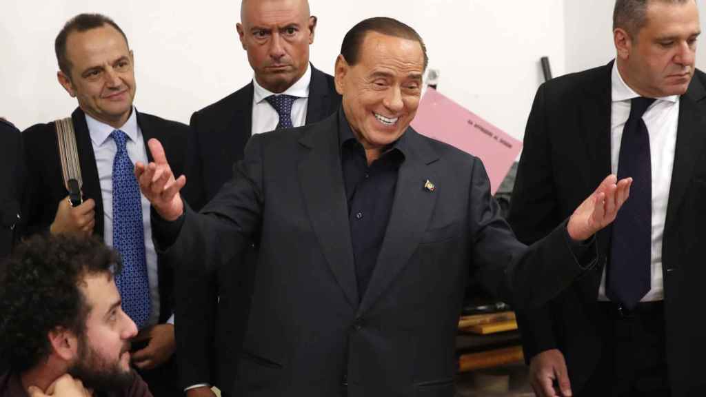Berlusconi after voting in the 2019 European elections.