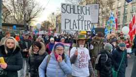 Manifestantes este sábado en Viena, Austria.