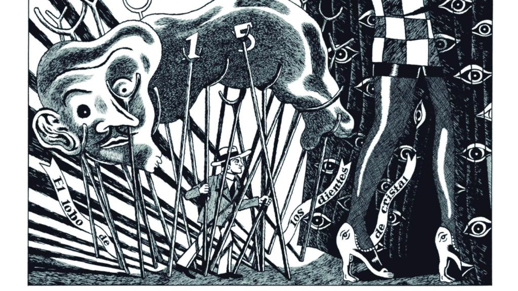 Una viñeta de 'Nick Carter y André Breton', de David B.