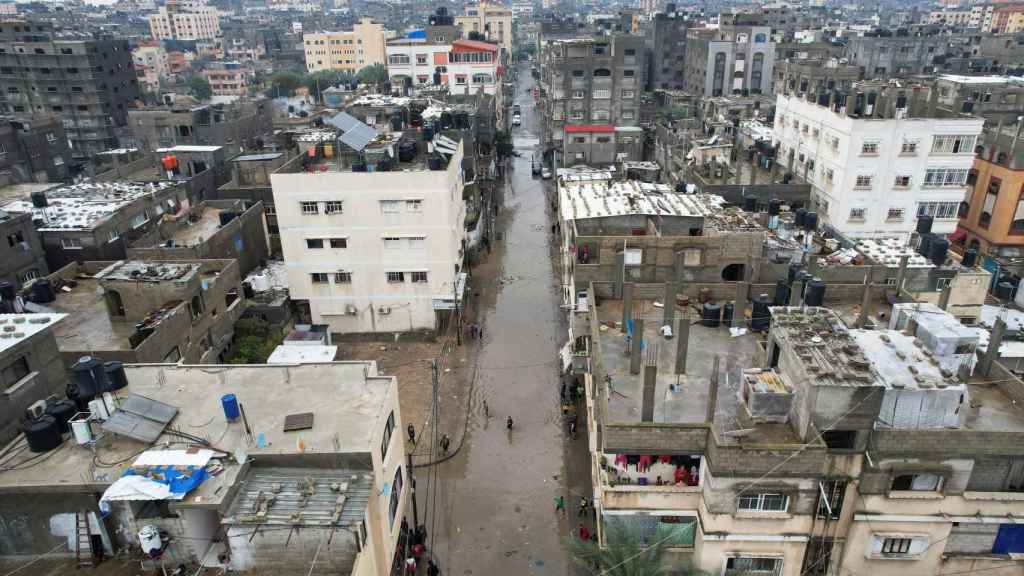 Calles inundadas de Gaza.