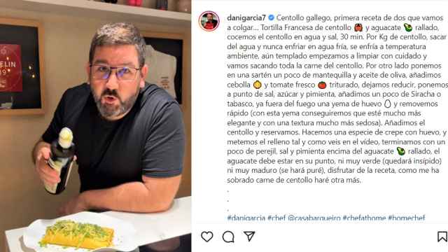 El chef Dani García en su cuenta de Instagram.