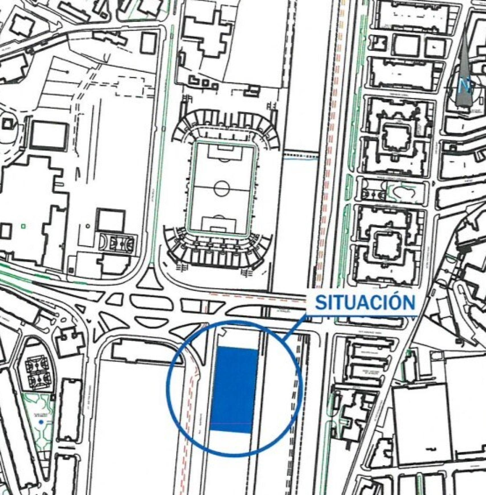 Localización del solar del edificio de oficinas en Martiricos.