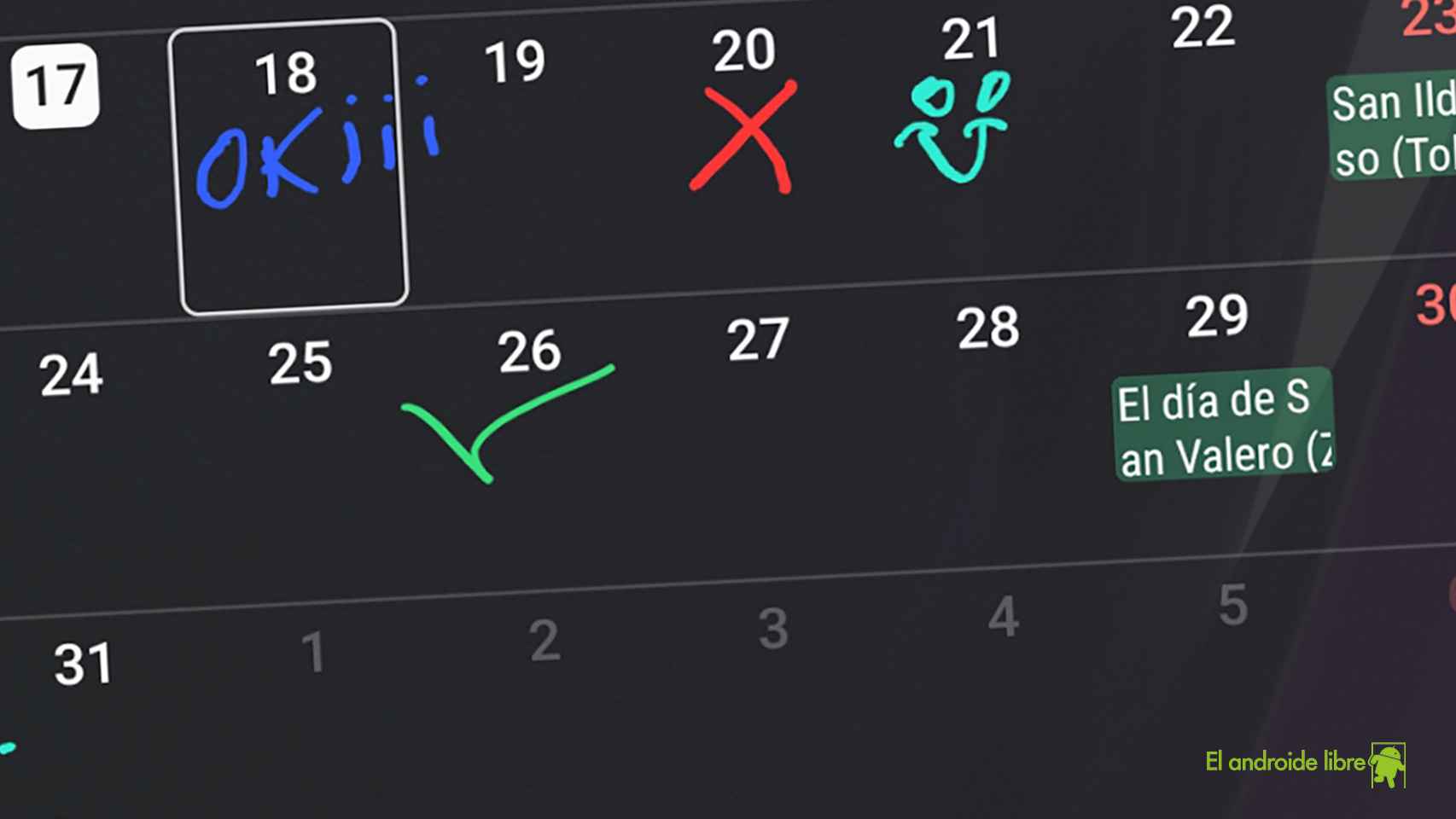 El S Pen puede ser usado para añadir notas a mano en Calendario