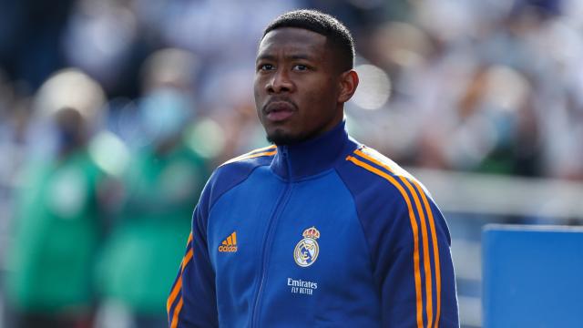 David Alaba, con el Real Madrid antes de un partido