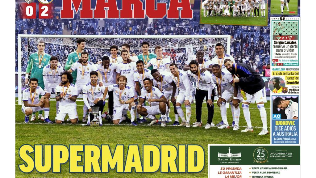 hierba parilla Molestar La portada del periódico MARCA (lunes, 17 de enero del 2022): "Supermadrid"