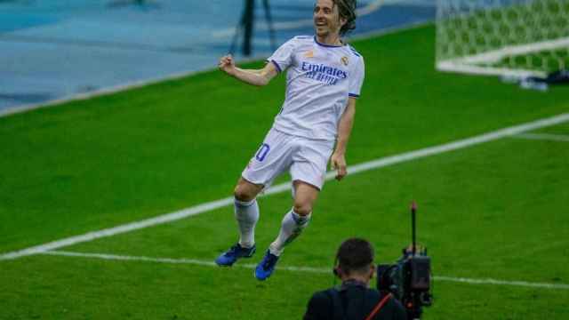 Luka Modric celebra su gol en la Supercopa de España