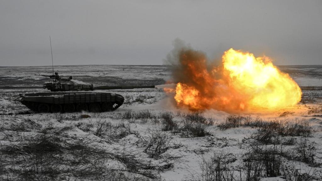 Un tanque ruso durante un ejercicio militar.