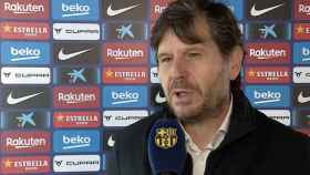 Mateu Alemany hablando en los medios oficiales del Barça