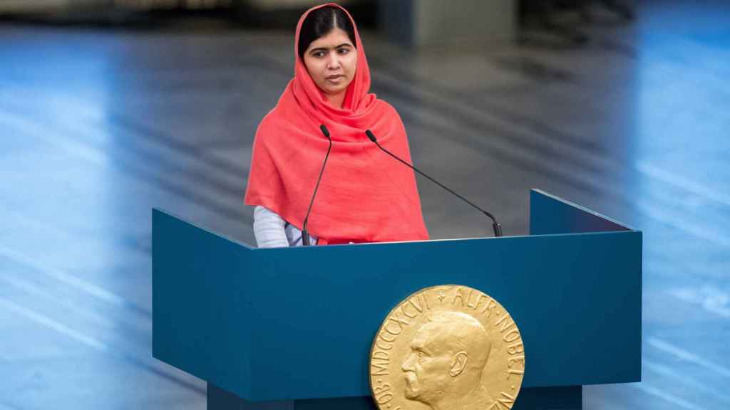 Malala durante la ceremonia de entrega del Premio Nobel de la Paz en Oslo en 2014.