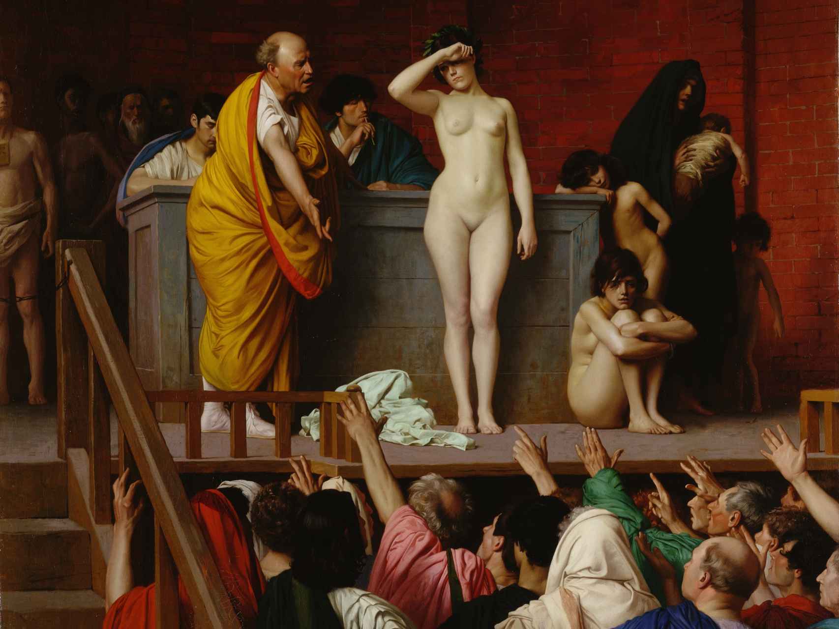 Venta de esclavos en Roma. Un lienzo de Jean-Léon Gérôme.
