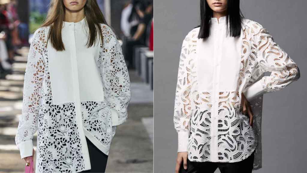 Ambas blusas -a la izquierda la de Valentino y a la derecha la de Sfera- son muy similares en cuanto a diseño.