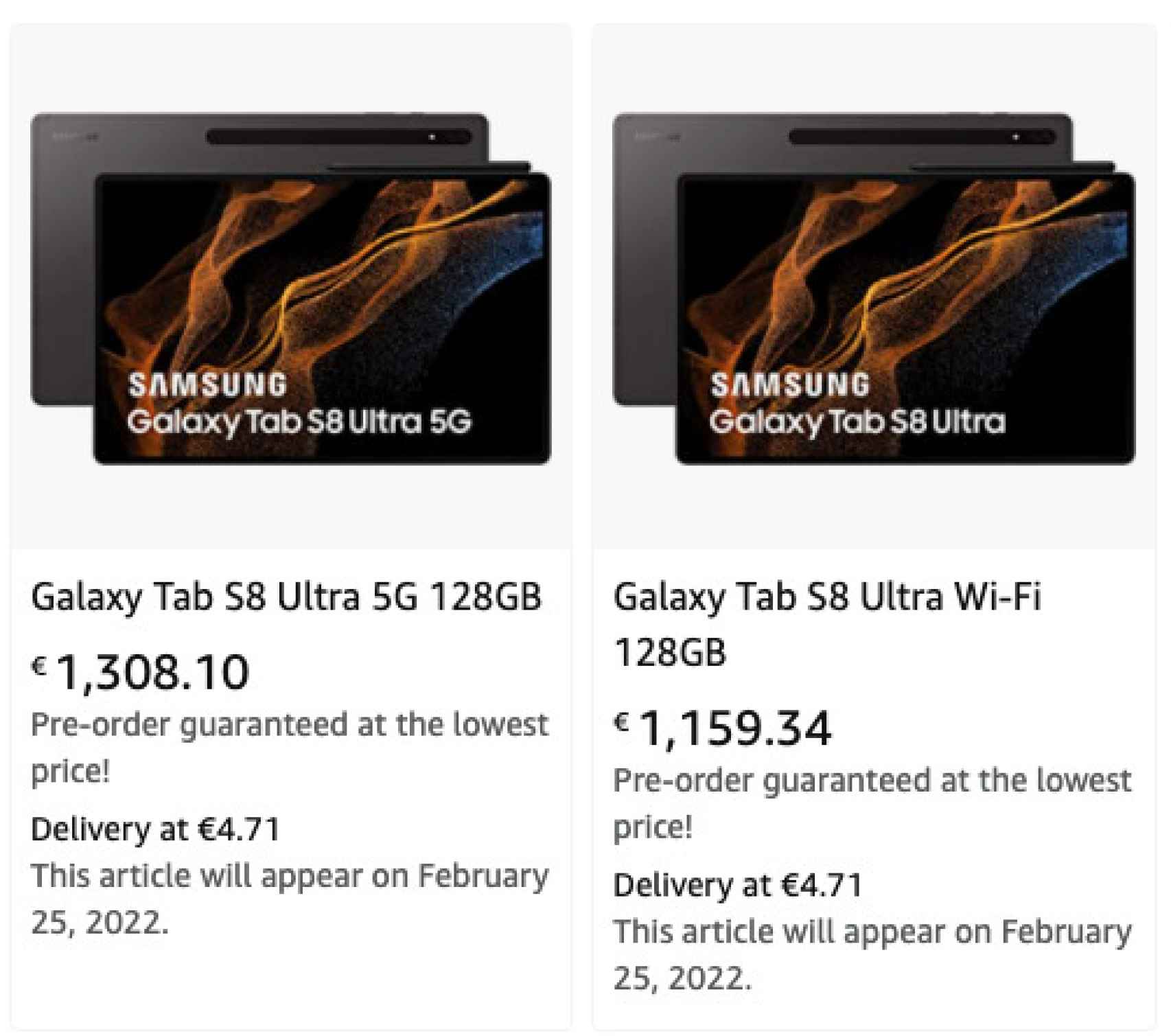 Precios de las Galaxy Tab S8 Ultra en Amazon Francia
