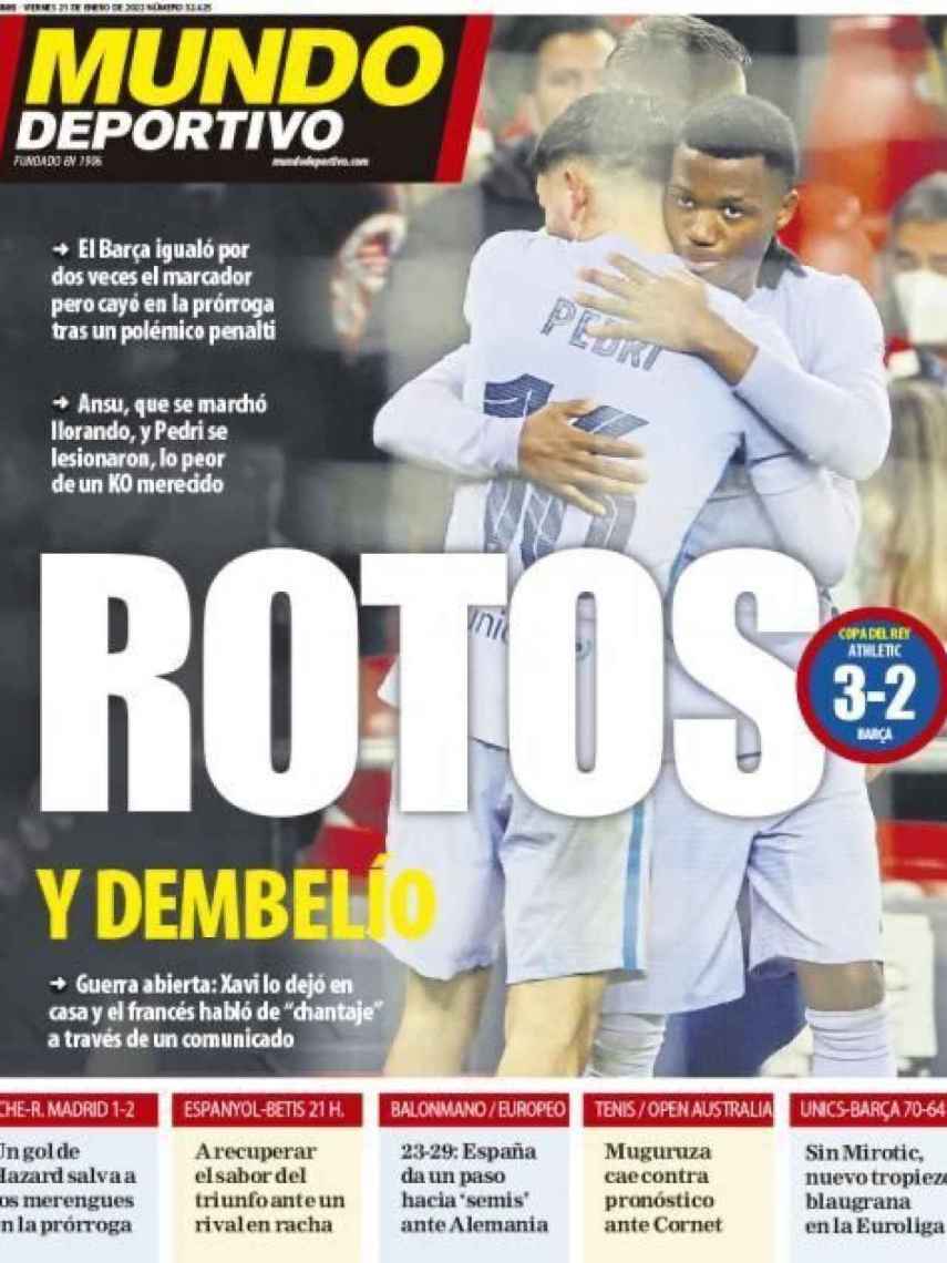 La portada del diario Mundo Deportivo (21/01/2022)