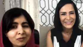 Malala Yousafzai y Lydia Cacho durante su entrevista por Zoom.