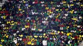 Aficionados de la selección de Camerún en el  Stade d'Olembe durante la Copa África 2022
