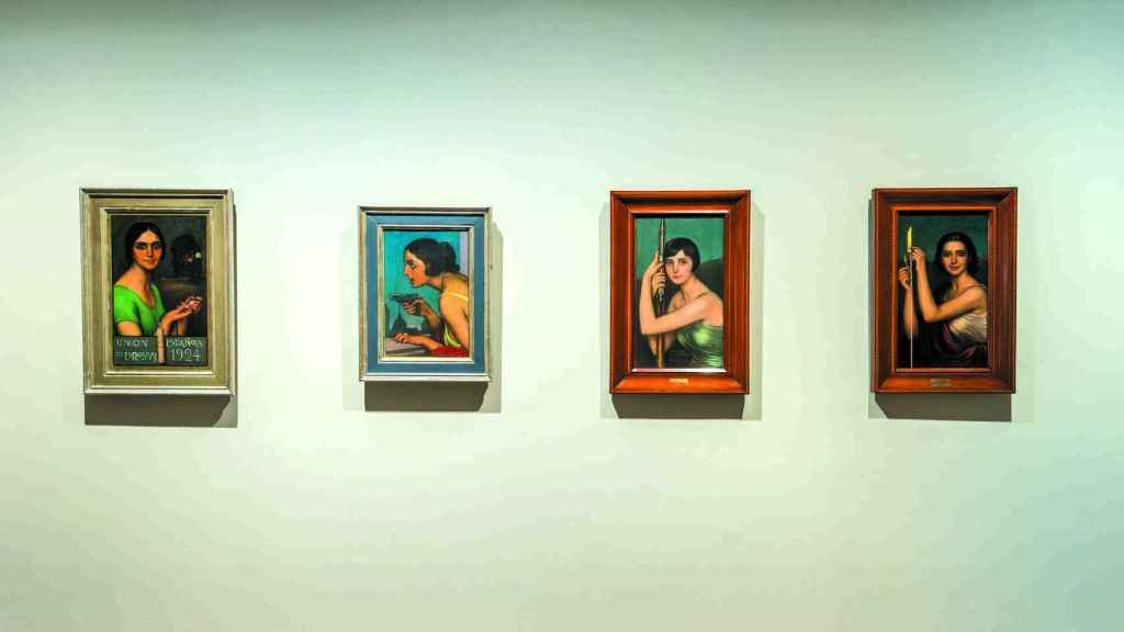 Retratos de Julio Romero de Torres en la exposición. Foto: José Filemón. Colección Fundación MAXAM