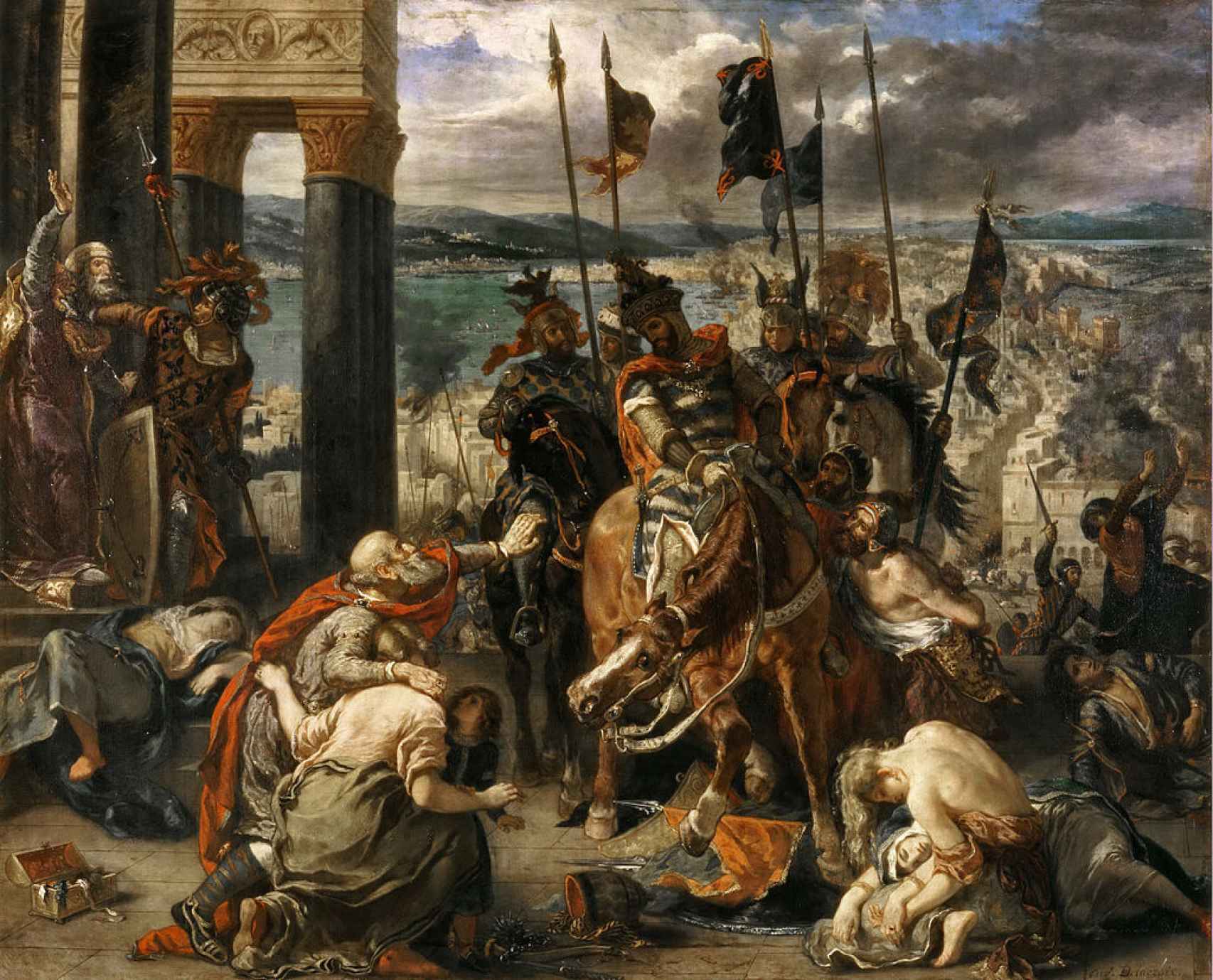 Entrada de los cruzados en Constantinopla. Lienzo de Delacroix.