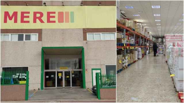 Vista exterior e interior del supermercado Mere situado en Parla, al sur de Madrid.