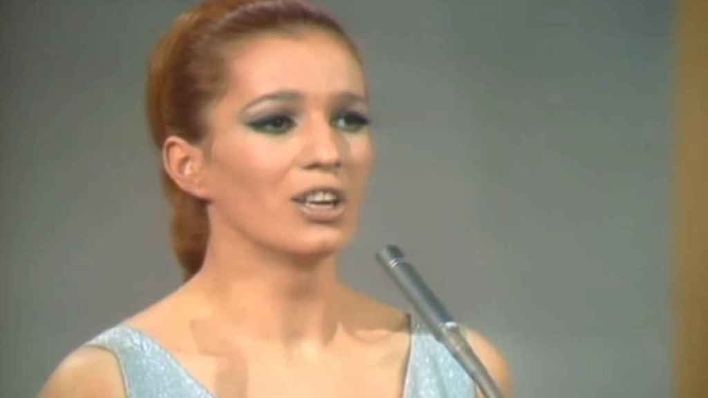 Iva Zanicchi en el Festival de Eurovisión celebrado en Madrid en 1969.