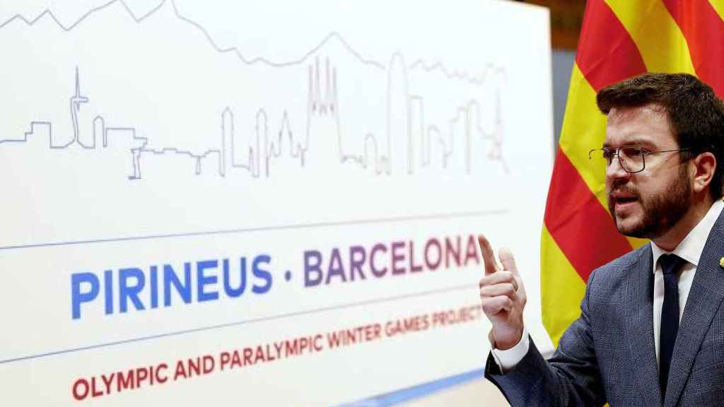 Pere Aragonès en un fotomontaje con la Candidatura olímpica para el 2030