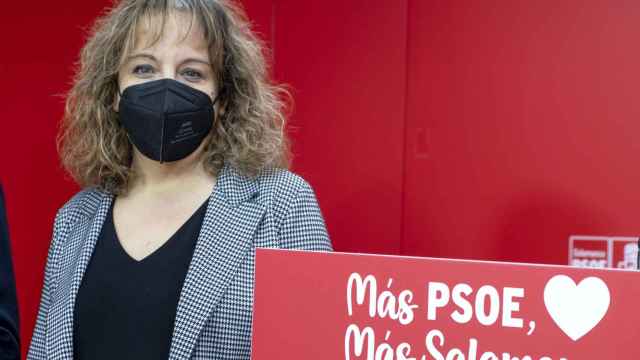 Iratxe García en su visita a la sede  del PSOE de Salamanca