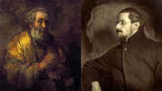 Rembrandt: Homero, 1663. Mauritshuis, La Haya; C. Ruf: James Joyce. H. 1918