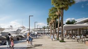 Paseo junto a los atraques de los yates previstos en la marina de San Andrés, en Málaga.