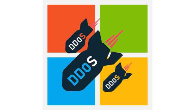 Logo de Microsoft con bombas DDoS.