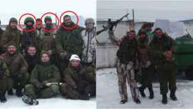 Combatientes españoles junto a otros miembros de la brigada Prizrak en Ucrania.