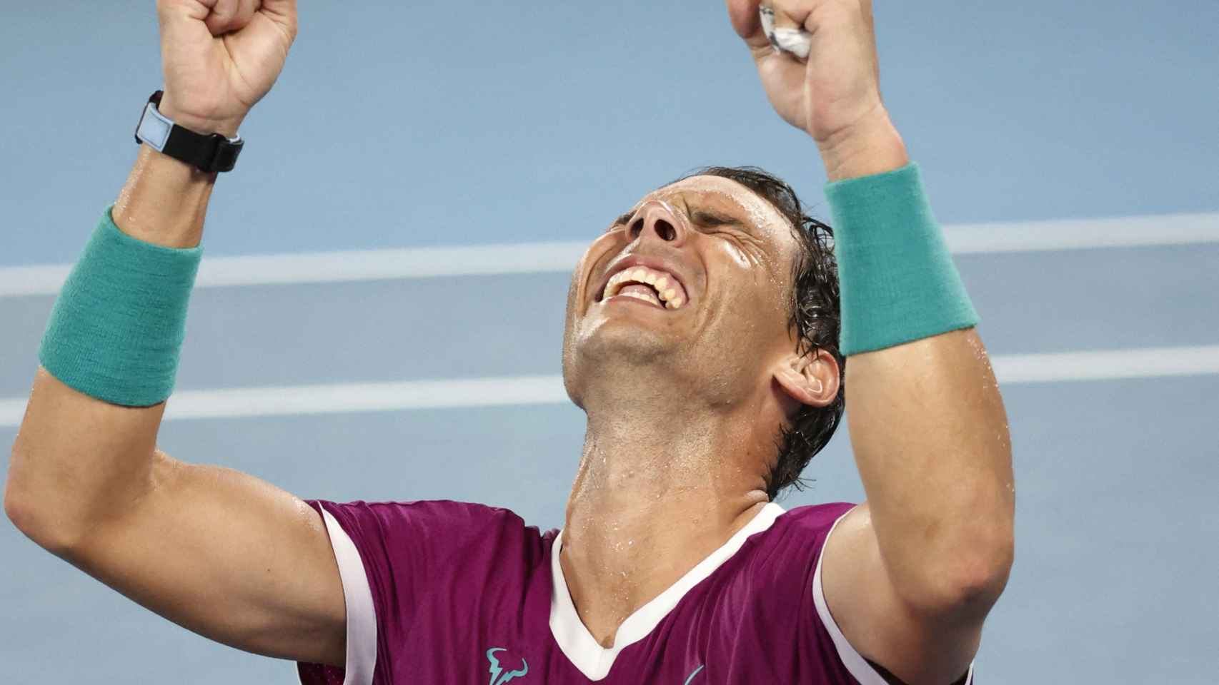 Rafa Nadal, celebrando su victoria en el Open de Australia 2022