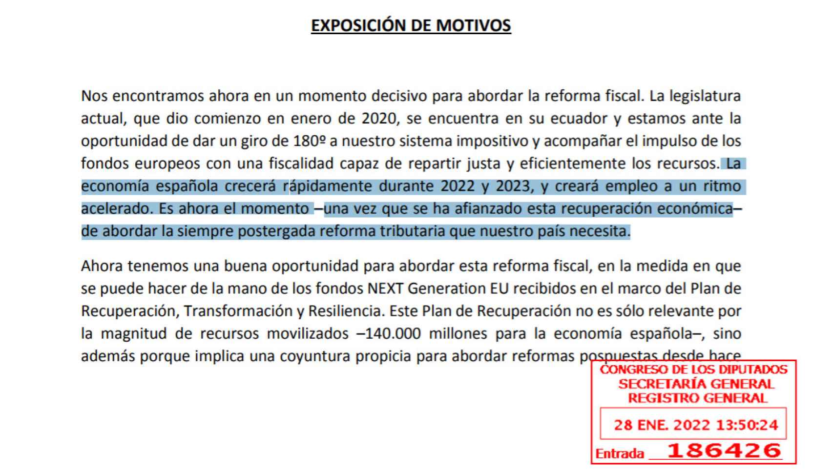 Extracto de la PNL para una reforma fiscal ambiciosa, presentada por Unidas Podemos.